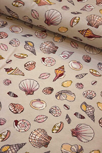 Wella Home Bej Pembe Sarı Deniz Kabuğu Duck Keten Kumaş