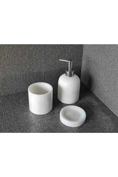 Polen Stone Set de baie din marmură albă, 3 piese