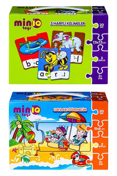 minİQ toys Let's Learn 3 Letter Words + Numbers Set of 2 Educational Puzzle