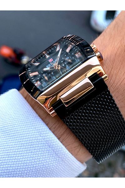 Reward 100% Original Custom Square Case Black Color Steel Men's Wristwatch