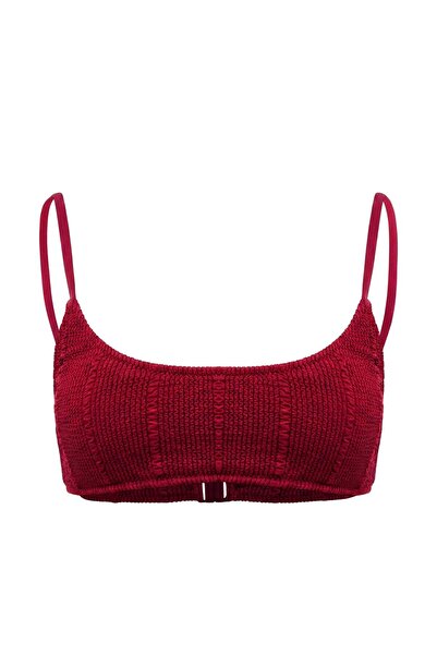 Trendyol Collection Burgundy Bralet Textured Bikini Top Tbess24Bu00041