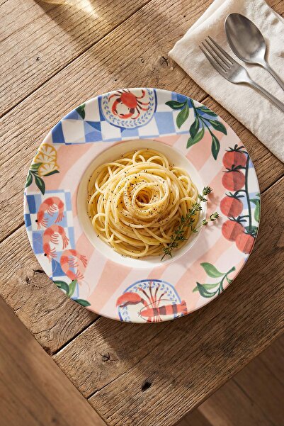 TRENDYOLMİLLA HOME Πιάτο ζυμαρικών από πορσελάνη με σχέδια