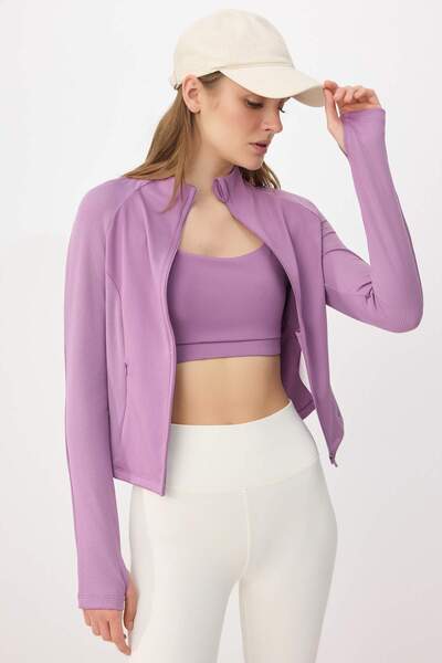 Συλλογή Trendyol Λίλα Ντάλγκιντ / Scuba Πλεκτό Αθλητικό Μπουφάν THMAW26SK00004