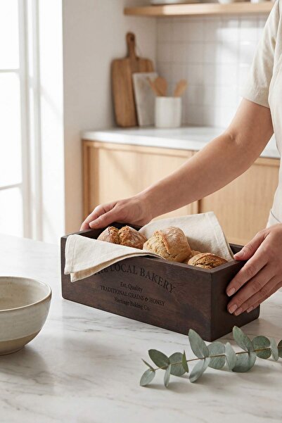 TRENDYOLMİLLA HOME Yazı με τύπωμα Ξύλινο Κουτί Οργάνωσης 12cmx10cmx32cm TPHSS...