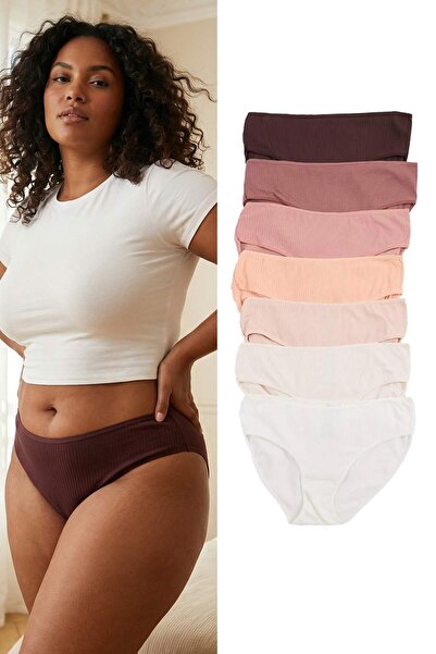 Trendyol Curve Καφέ-Πολύχρωμο Πακέτο 7'li με Βαμβάκι κοτλέ Κλασικά Πλεκτά Εσώ...