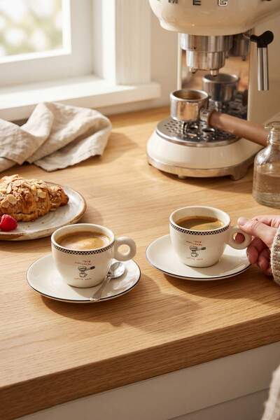 TRENDYOLMİLLA HOME Σετ 2 τυπωμένων φλιτζανιών εσπρέσο/καφέ 60 cc TPHAW26UP00003