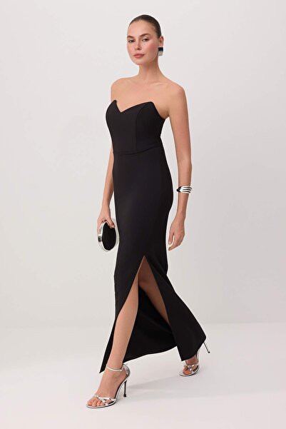 Συλλογή Trendyol Μαύρο Εφαρμοσμένο Φόδρα Υφαντό Μακρύ Κομψό Βραδινό Φόρεμα Νυ...