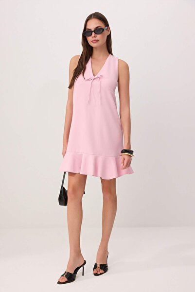 Συλλογή Trendyol Ανοιχτό ροζ αμάνικο κοντό/μίνι ελαστικό υφαντό φόρεμα TWOSS2...