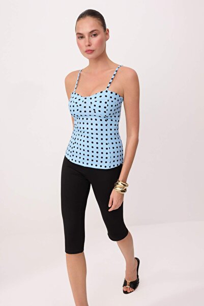 Συλλογή Trendyol Μπλε-Πολύχρωμο Πουά Καρδιόσχημο Λαιμόκοψη Υφαντό Μπουστιέ γι...