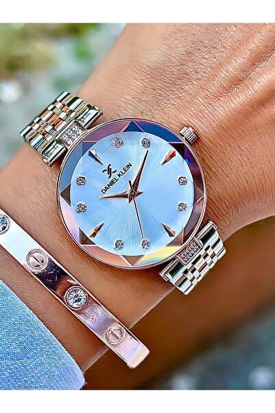 Daniel Klein ساعة يد نسائية من الزجاج المقطوع 3 ATM مقاومة للماء بسوار فولاذي...