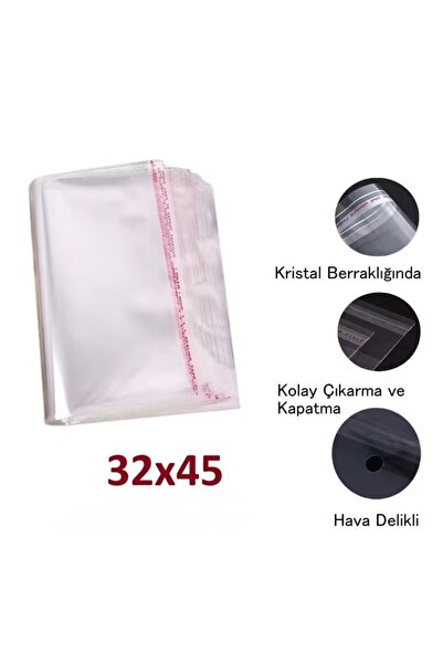 HAREN STORE 25 adet (30X40 5) Opp Jelatin Bantlı Yapışkanlı Naylon Poşet