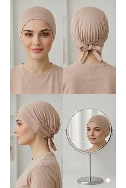 Gül İpek Moda Bone Silikon Kaydırmaz Vizon