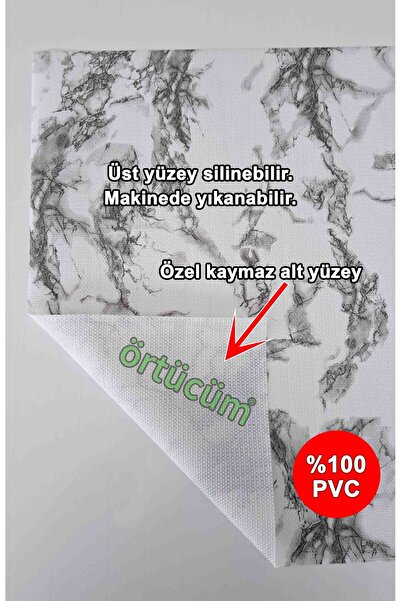 Örtücüm Mermer Beyaz Kaymaz Kaydırmaz Pvc Dolap İçi Raf Örtüsü Buzdolabı Çekmece Kaymaz Çok Amaçlı Mutfak