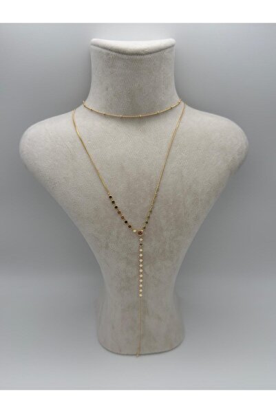 Sirena Accessories Damla Işıltı Gold Kaplama Çelik Y Kolye