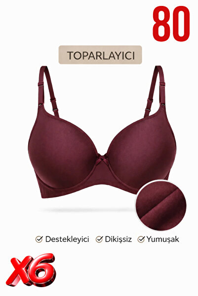 PRUSA İÇ GİYİM Women's Padded (Supported) Underwire Gathering Bra in Burgundy...