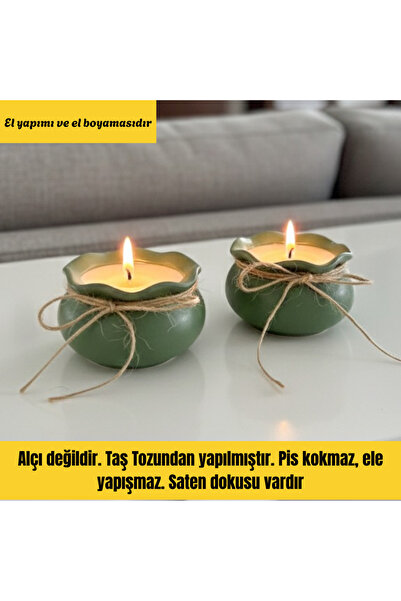 Nigistore Hasır İpli 2'li i Bohça Mum Seti - Hediyelik Dekoratif Masa Salon Süsü