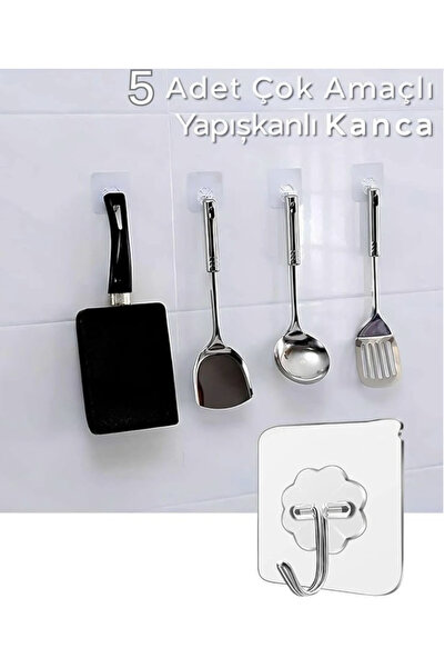 SAVORYHOME 5 قطع من خطافات التعليق ذاتية اللصق القوية والشفافة على شكل خطاف ل...