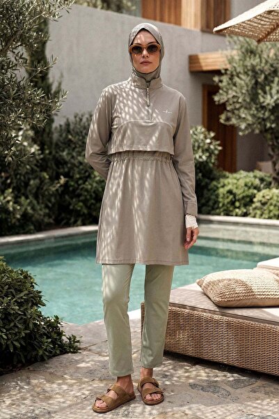 Haşema Esila Light Green 5-Piece Full Hijab Swimsuit Set 5078