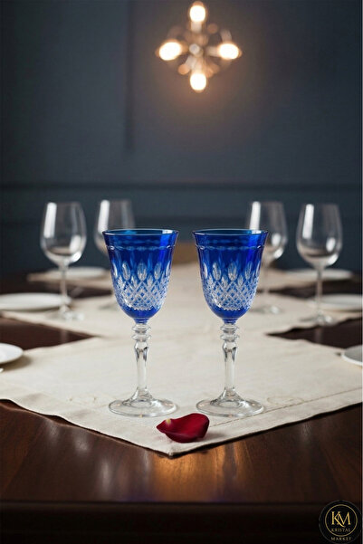 Kristal Market كأس ماء كريستالي فاخر ملون مصنوع يدويًا بقاعدة