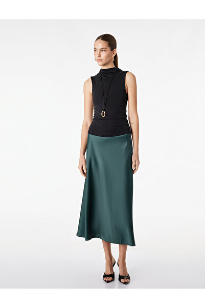 Koton Beli Lastikli Balık Kesim Midi Saten Etek