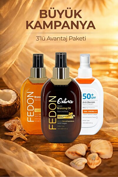 fedon Ekstra Bronzlaştırıcı + Bronzlaştırıcı Güneş Yağı Sun Oil + Spf 50 Güne...