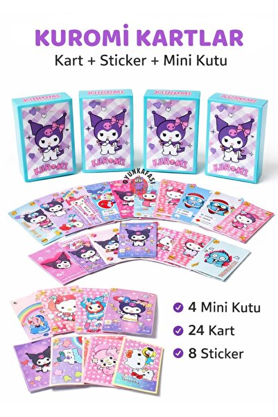 OYUNKAFASI Kuromi Karakter Oyun Kartları Yeni Seri (4 Mini Kutu 24 Adet Kart ...