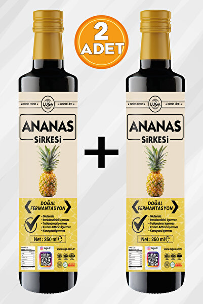 Luga Ananas Sirkesi 250 ml x2 li set - Doğal Fermantasyon, Katkısız, Glutensi...