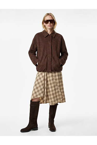 Koton Ασύμμετρη κομμένη καρό φούστα μίντι