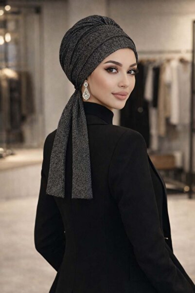 Aişe tesettür Sparkly Black Bonnet - Σχέδιο Κασκόλ