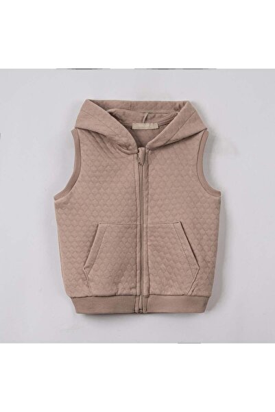 Lolons Kapitone Kapüşonlu Erkek Çocuk Yelek Vizon