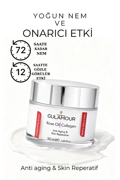 GÜLAMOUR Gül Yağı + Kolajen Cilt Onarıcı & Yaşlanma Karşıtı Cilt Kremi