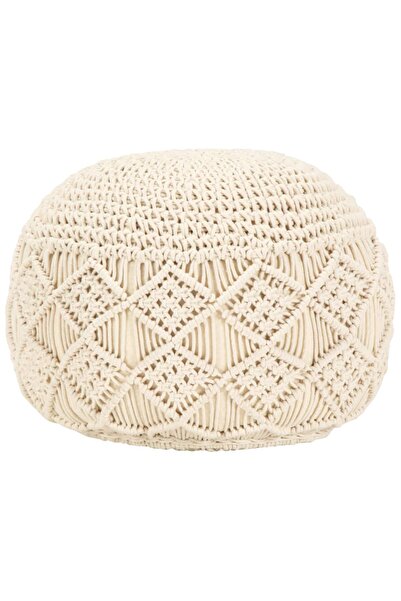 Concept Taburet puf macrame lucrat manual, 45 x 30 cm, bumbac