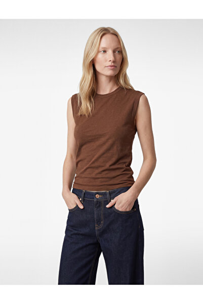 Koton Αμάνικο μπλουζάκι με λαιμόκοψη Βαμβάκι lu Bisiklet Yaka σε κανονική εφα...