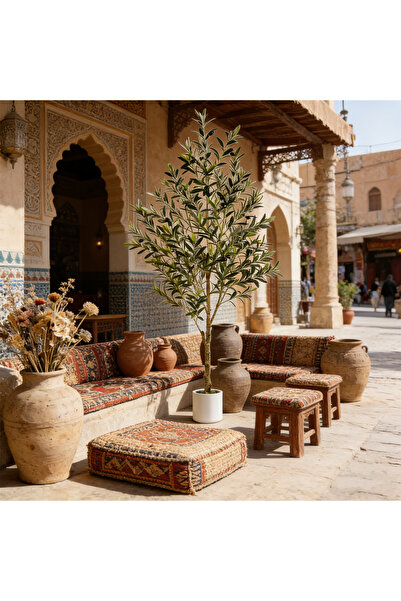 BESTONE شجرة زيتون صناعية مع زيتون، جذع طبيعي، نبات أرضي داخلي مزروع في أصيص