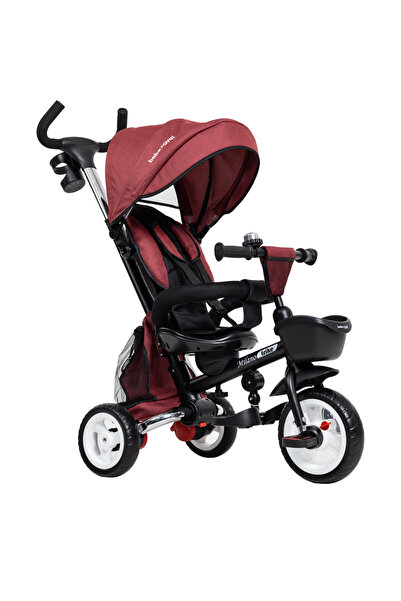 Beberoyal Tricicletă Pliabilă Copii Milano Rosie, Scaun Reversibil, Poziție S...