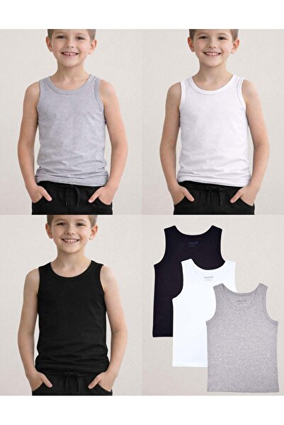OrganicKid Basic Cotton Erkek Çocuk Renkli Atlet Seti 3'lü