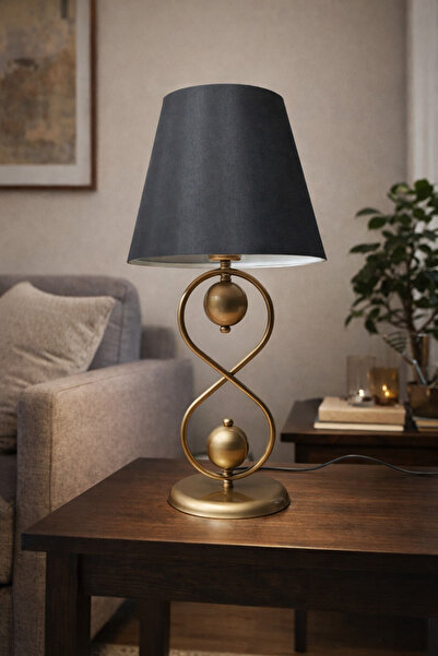 Taşcan Aydınlatma Delhi Eskitme Ayaklı Abajur Masa Lambası Siyah Şapka Salon ...