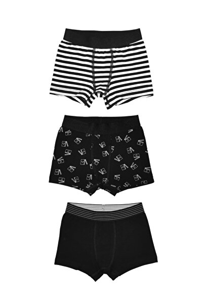 OrganicKid Cinema Erkek Çocuk Siyah Boxer Set 3'lü