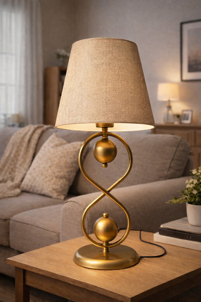 Taşcan Aydınlatma Delhi Eskitme Ayaklı Abajur Masa Lambası Açık Kahve Şapka S...