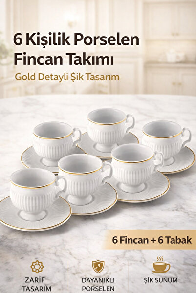 Karaca Malta 6 Kişilik Kahve Fincan Takımı 100 ml