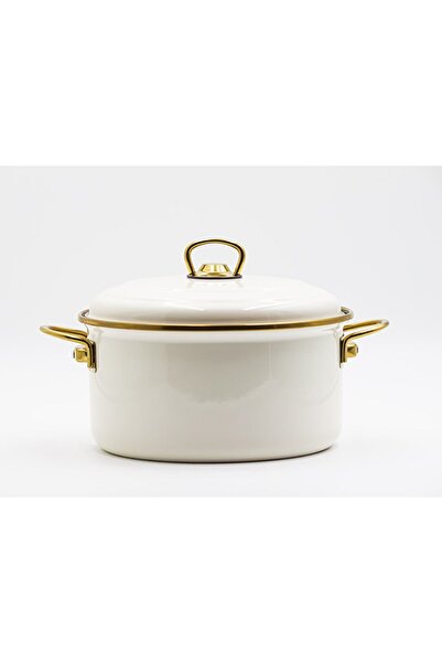 Bonera Oală adâncă emailată cremă, 22 cm