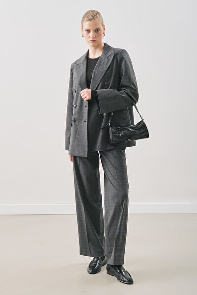 Manuka Kruvaze Plaid Blazer Jacket Gray