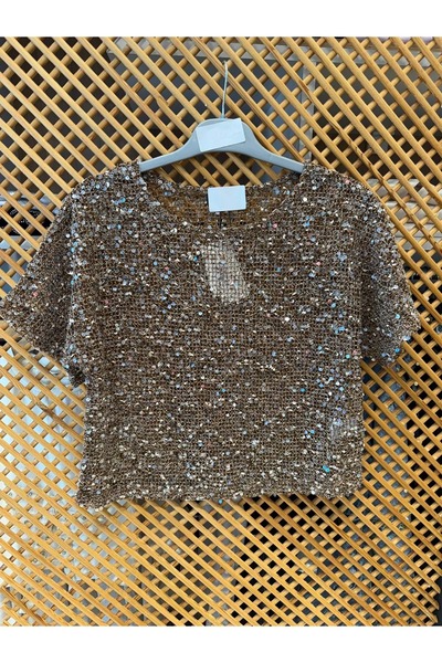 PD KIDS 2319 ÇOCUK PAYETLİ KISA KOLLU FİLE BLUZ