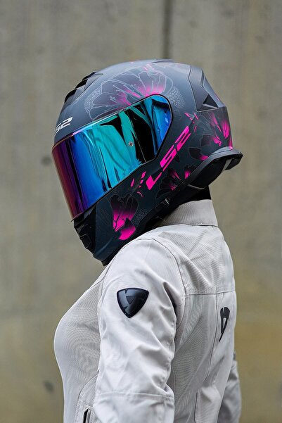 LS2 Storm Burst Mat Siyah-pembe Kask