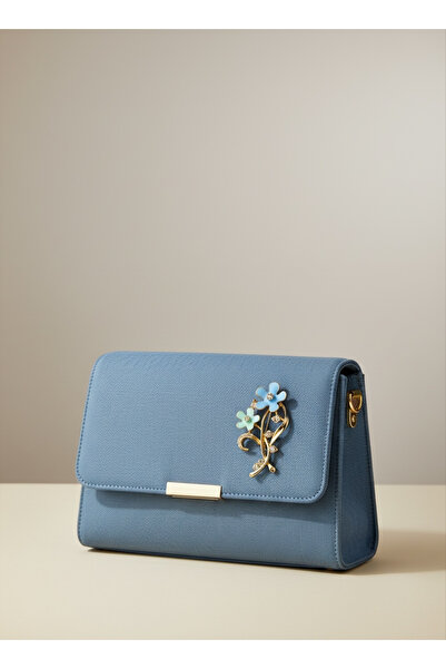 MODAMİRA AKSESUAR El Emeği Çiçek Broş (Boy:6 - En: cm) Mavi-Su Yeşili