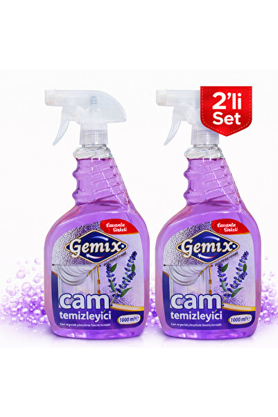 GEMİX Cam Temizleyici Lavanta Sirkeli 1000 ml x2 Set – Leke Bırakmaz