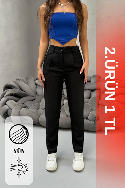 BİKELİFE Damen-Hose mit hoher Taille, Karottenmodell, elastischer Bund, schma...