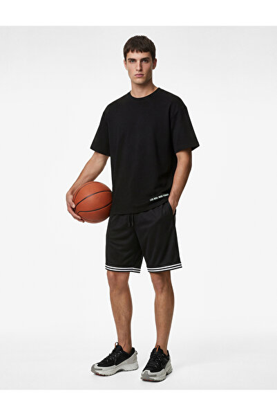 Koton Άνετο αθλητικό μπλουζάκι με κοντό μανίκι και στάμπα από βισκόζη