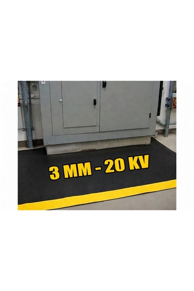 HOBBYHANE İzole Halı 3mm 20 KV Sarı Şeritli , Ölçü Seçenekli , Yalıtkan Paspa...