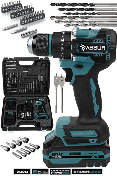 ASSUR PLUS 21V Şarjlı Matkap Bakır Sargı Kömürsüz Motor Çelik Mandren Darbeli...